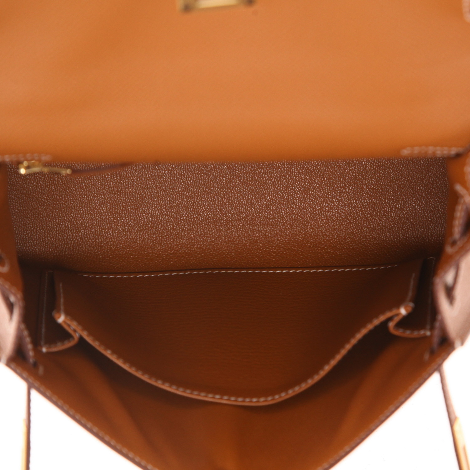 Hermès  Kelly 25 cm handbag  in gold epsom leather - Detail D3