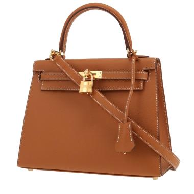 Sac à main Hermès  Kelly 25 cm en cuir epsom gold