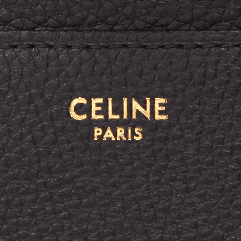 Sac bandoulière Celine  16 en cuir grainé noir - Detail D2