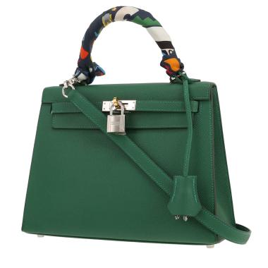 Borsa Hermès  Kelly 25 cm in pelle Epsom Vert Moyen