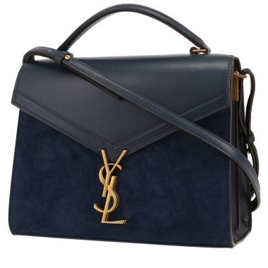 Saint Laurent  Cassandre shoulder bag  in navy blue leather  and navy blue Veau velours