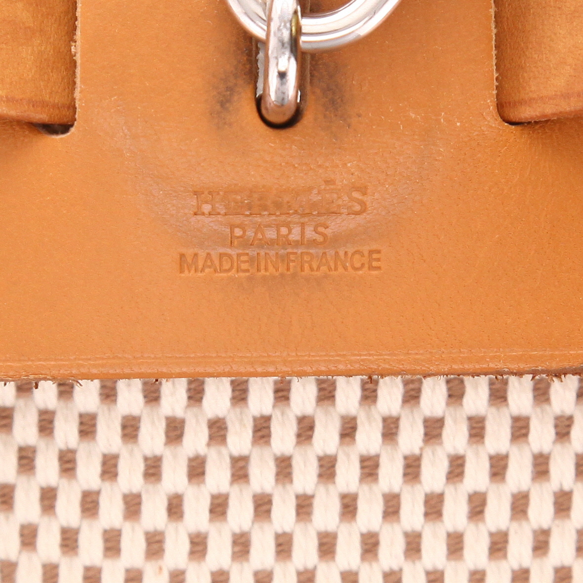 Zaino Hermès  Herbag - Backpack in tela beige e mucca Hunter - Detail D2