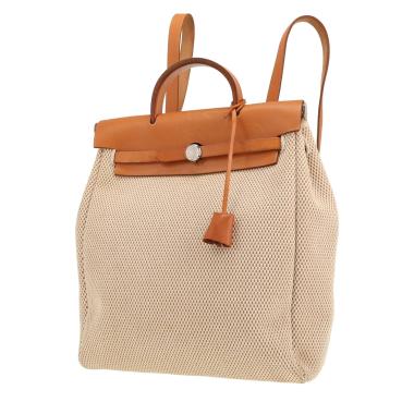 Sac à dos Hermès  Herbag - Backpack en toile beige et vache Hunter