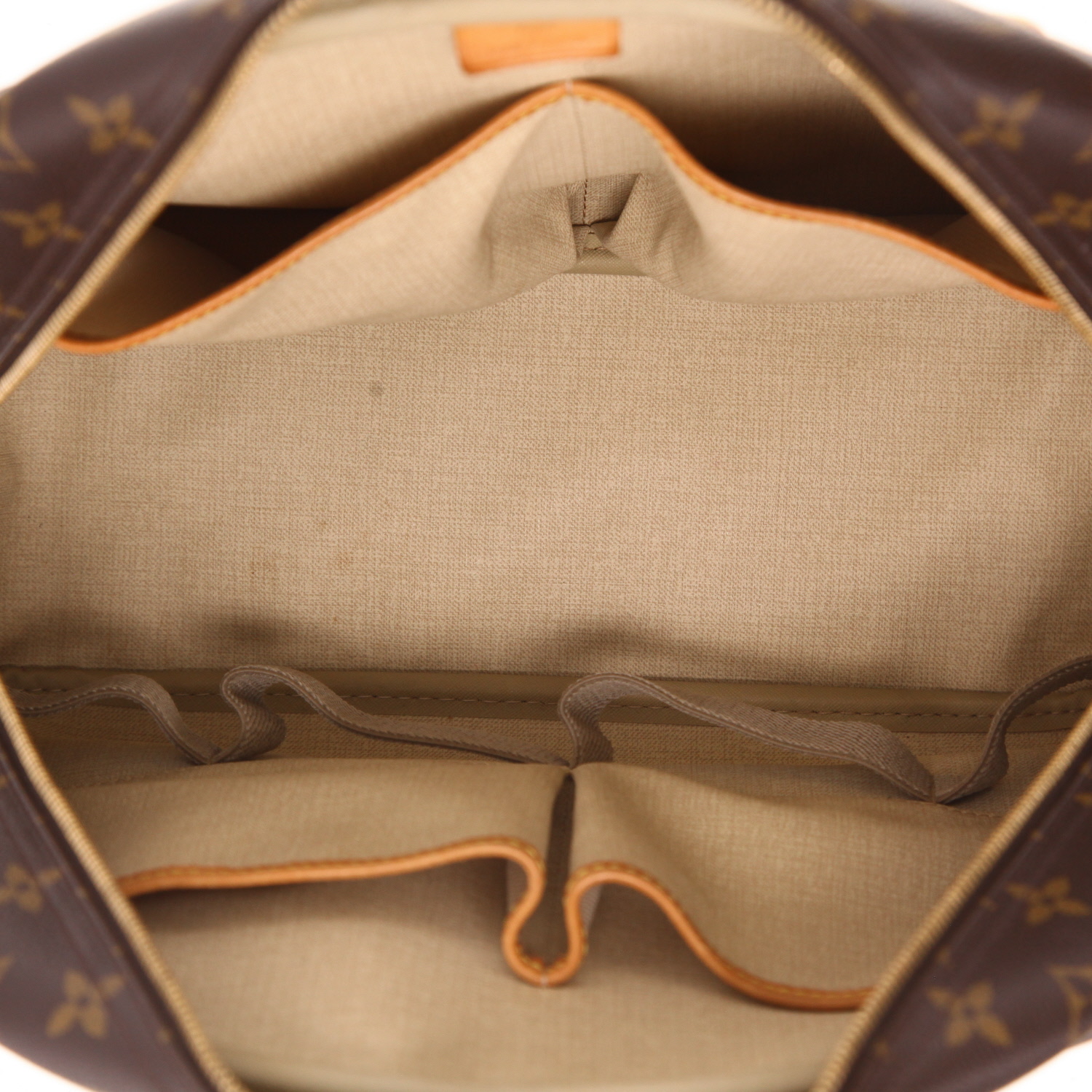 Bolso de mano Louis Vuitton  Deauville en lona Monogram marrón y cuero natural - Detail D3