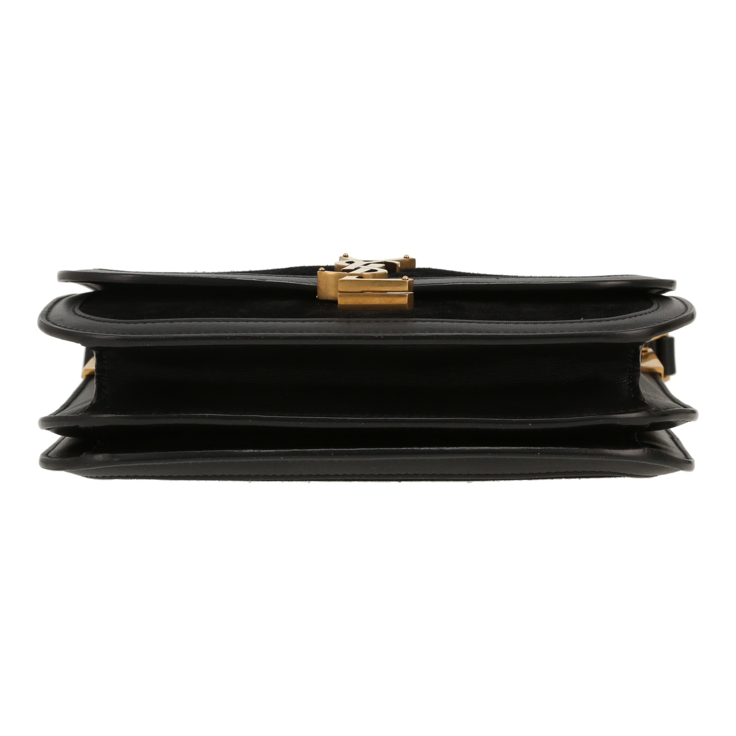 Saint Laurent  Solférino shoulder bag  in black leather  and black Veau velours - Detail D1