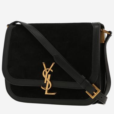 Sac bandoulière Saint Laurent  Solférino en cuir noir et Veau velours noir