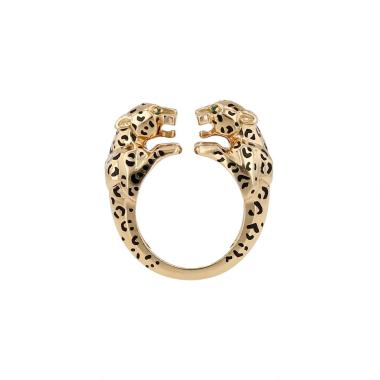 Anello Cartier Panthère in oro giallo, smeraldo e lacca nera