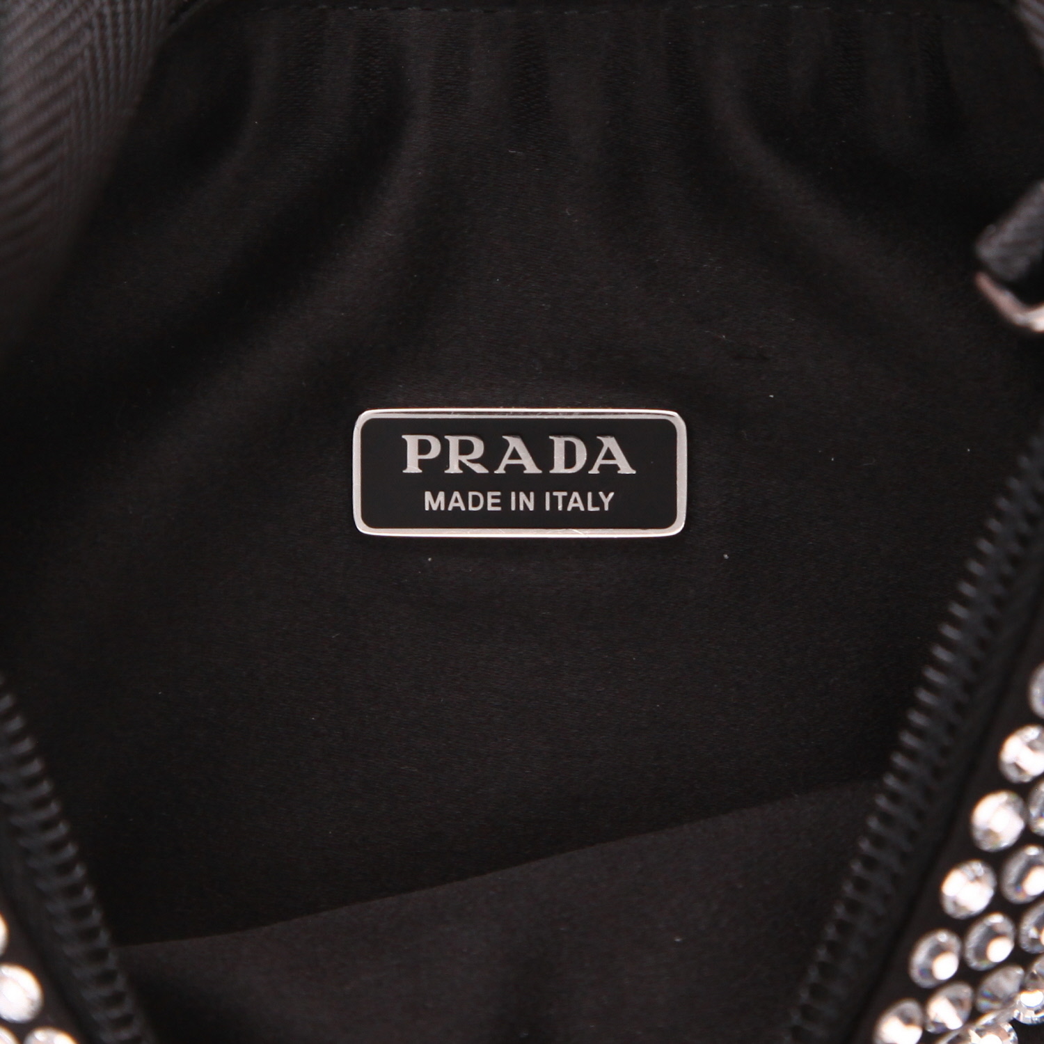 Borsa Prada  Re-Edition 2000 in tela nera con cristalli - Detail D2