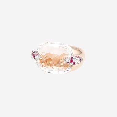 Bague Pomellato Pin Up en or rose, quartz et rubis