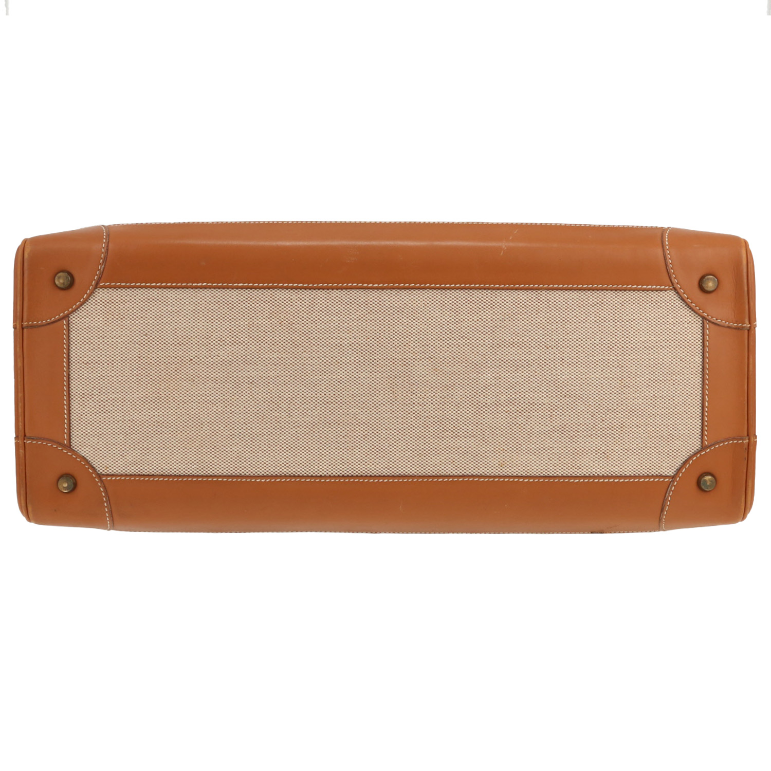 Hermès   briefcase  "H" canvas  and brown leather - Detail D1