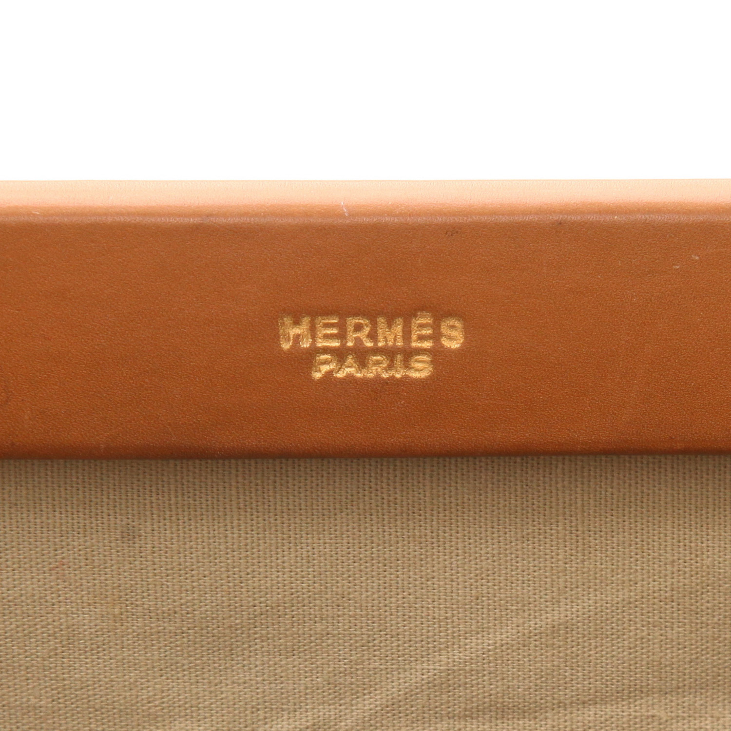 Borsa portadocumenti Hermès   in tela "H" e pelle marrone - Detail D2