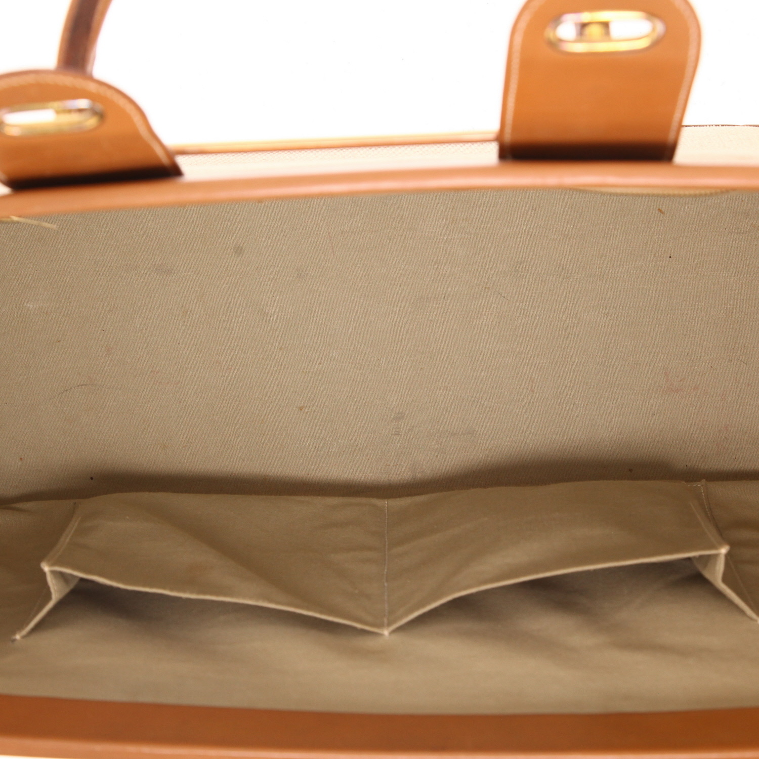 Borsa portadocumenti Hermès   in tela "H" e pelle marrone - Detail D3