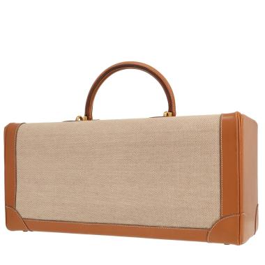 Malette Hermès   en toile H et cuir marron