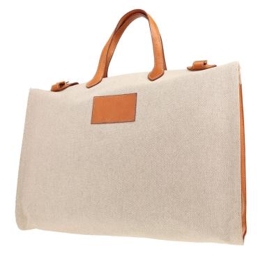 Shopping bag Hermès  Kaba in tela beige e pelle naturale