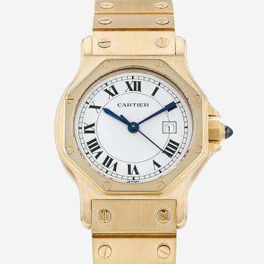 Montre Cartier Santos Octogonale en or jaune Ref: Cartier - 2965  Vers 1980
