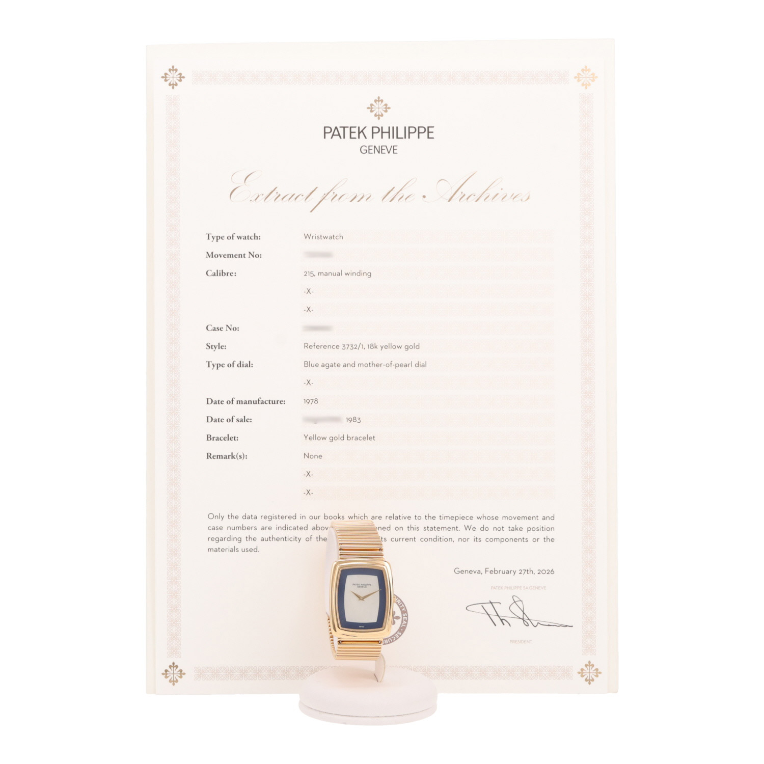 Orologio Patek Philippe Gondolo in oro giallo Ref: Patek Philippe - 37321  Circa 1978