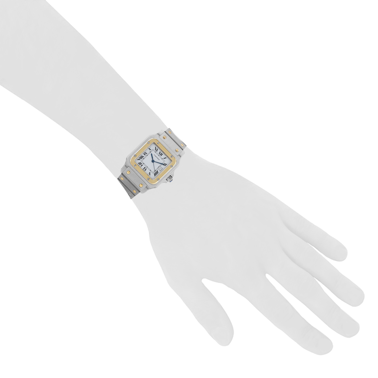 Montre Cartier Santos en or et acier Ref: Cartier - 2961  Vers 1990 - Detail D1