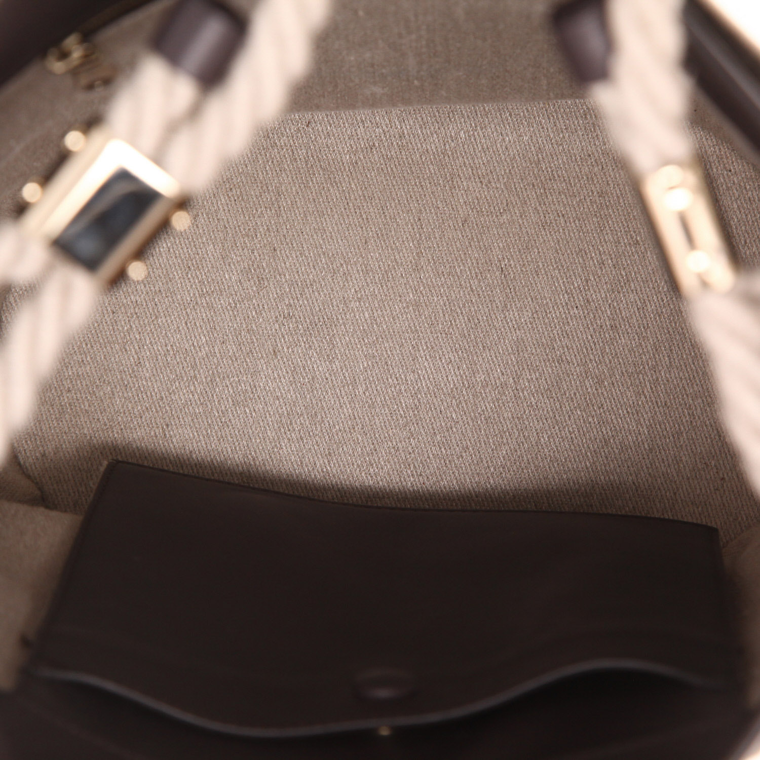 Sac à main Chloé   en toile beige et cuir marron - Detail D3