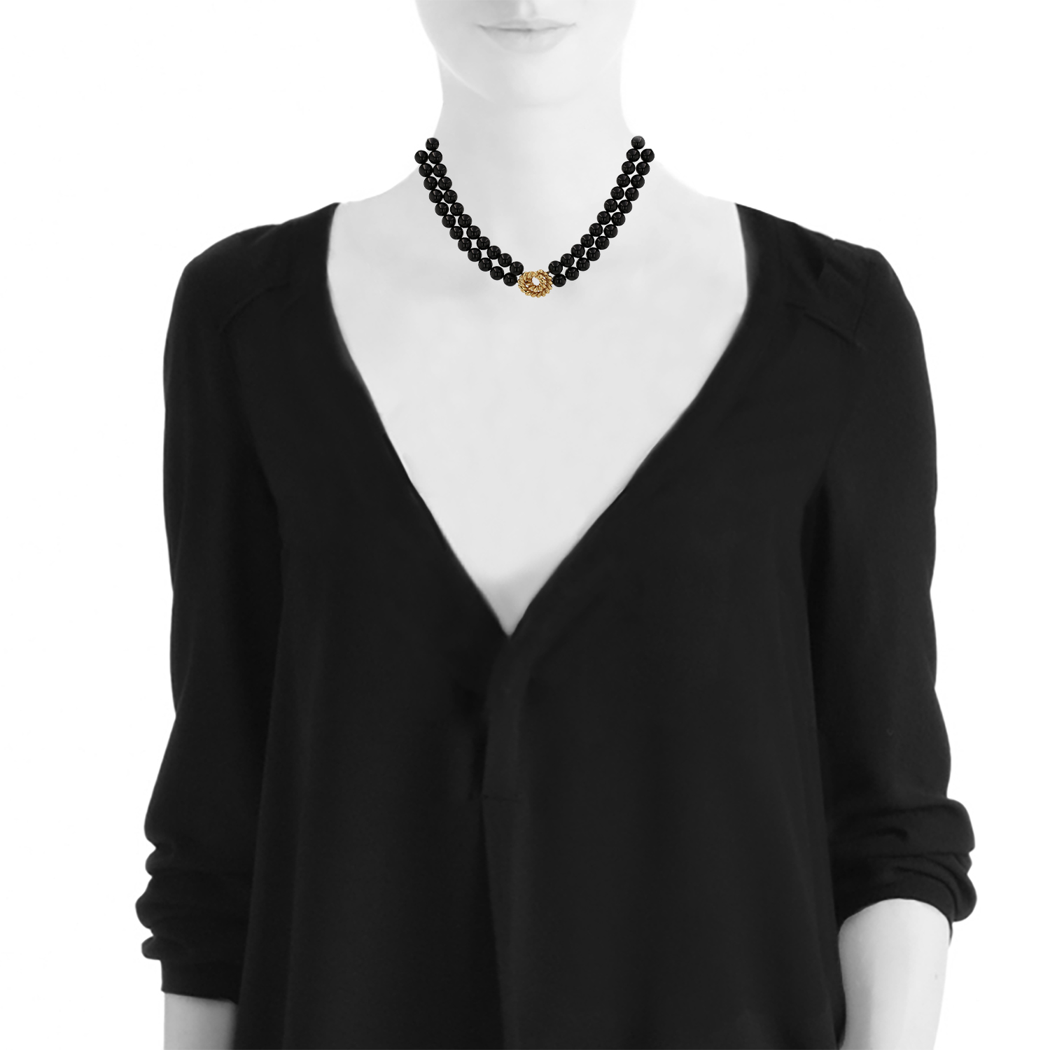 Collier Tiffany 
Co  en or jaune et onyx - Detail D1