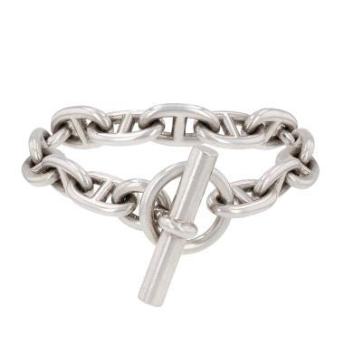 Brazalete Hermès Chaîne d'Ancre modelo mediano de plata