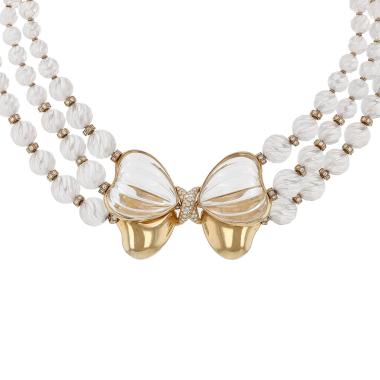 Collier Boucheron en or jaune, diamants et cristal de roche