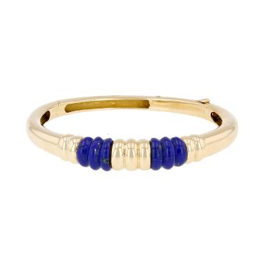 Brazalete redondo Chaumet 1980's de oro amarillo y lapislázuli