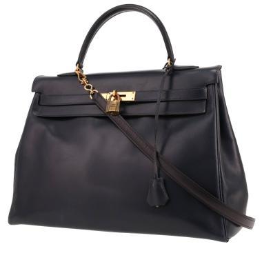 Hermès Kelly 35 cm handbag in Bleu Marine box leather