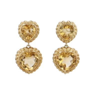 Fred pendants earrings 1980's in yellow gold and citrines