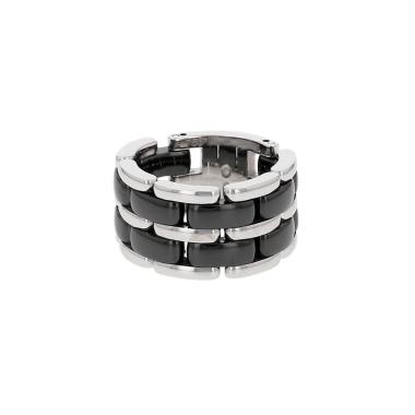 Flexible Chanel Ultra large model ring in white gold and ceramic