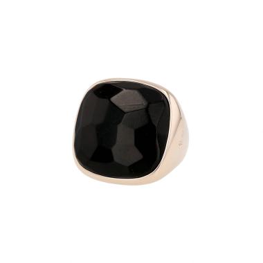 Pomellato Victoria large model ring in pink gold and jet
