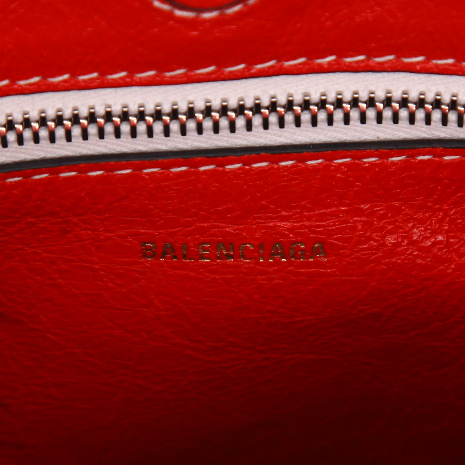 Balenciaga  Shopper East-West Barbes small model  handbag  in blue, red and yellow leather - Detail D2
