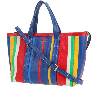 Sac à main Balenciaga  Shopper East-West Barbes petit modèle  en cuir bleu, rouge et jaune