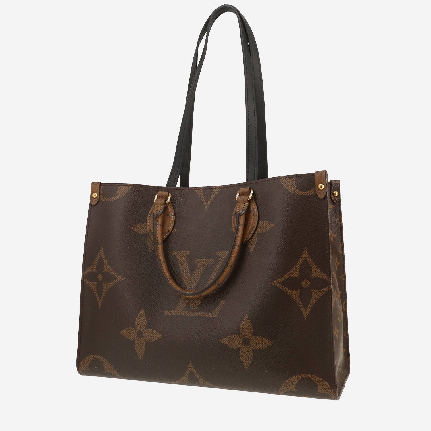 Shopping bag Louis Vuitton  Onthego modello medio  in tela monogram "Reverso" bicolore e marrone