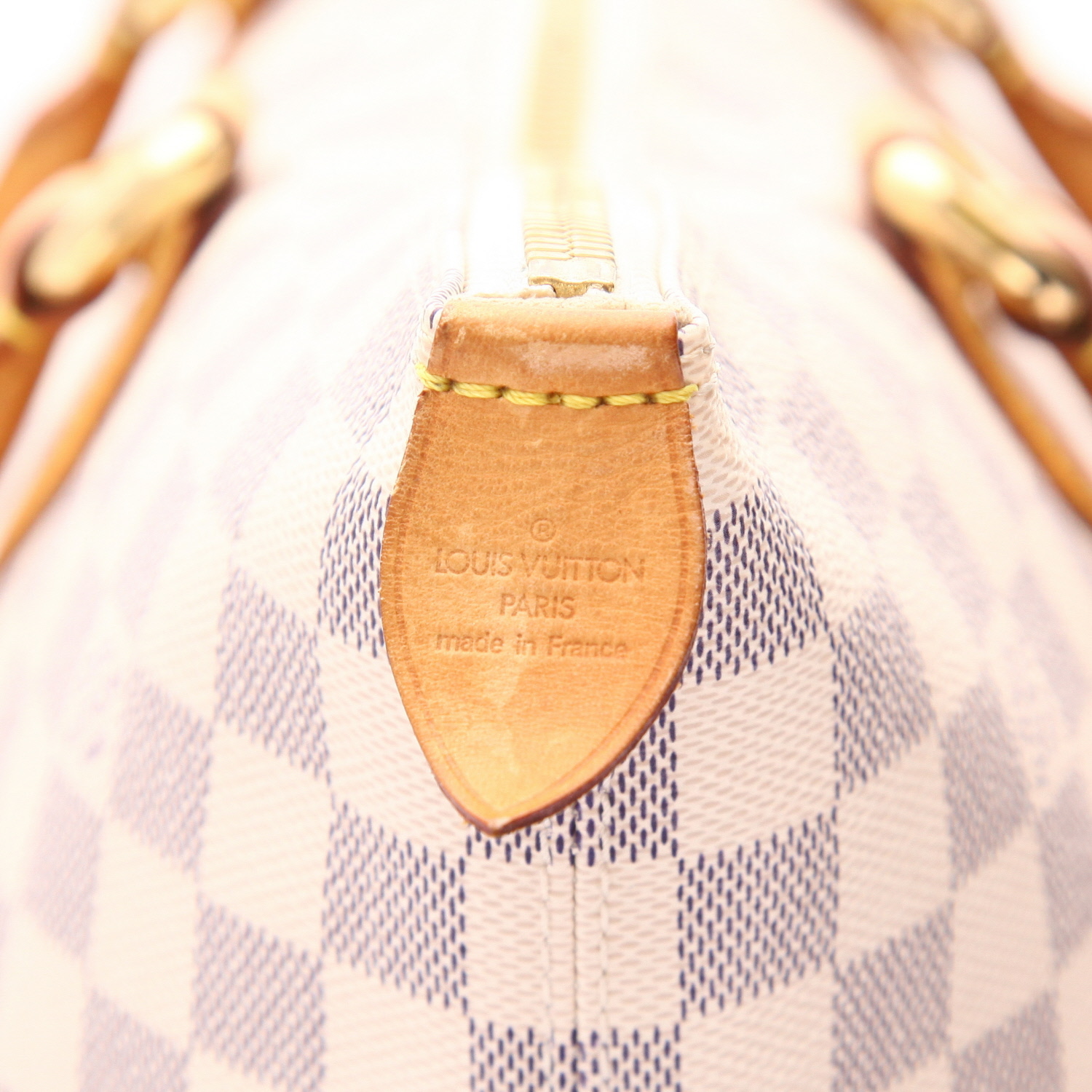 Borsa Louis Vuitton  Saleya in tela a scacchi azzurro e pelle naturale - Detail D2