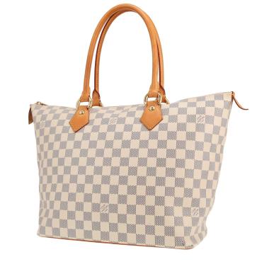 Louis Vuitton  Saleya handbag  in azur damier canvas  and natural leather
