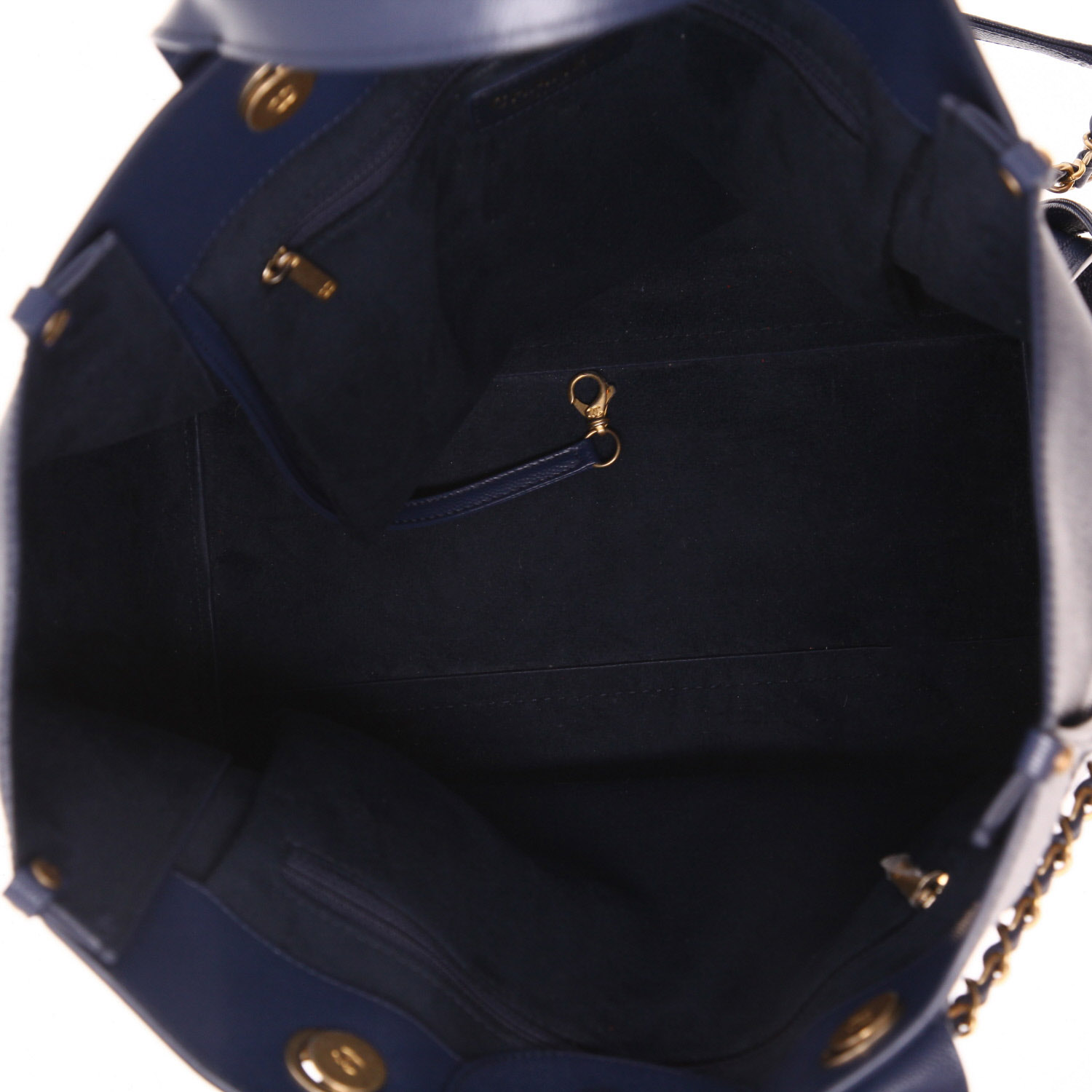 Chanel  Deauville shopping bag  in blue grained leather - Detail D3