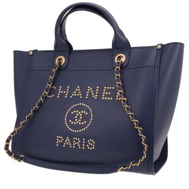 Shopping bag Chanel  Deauville in pelle martellata blu