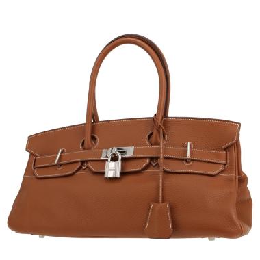 Sac porté épaule ou main Hermès  Birkin Shoulder en cuir togo gold