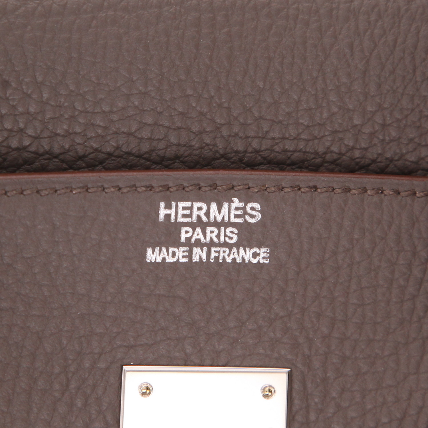 Hermès  Birkin 35 cm handbag  in grey togo leather - Detail D2