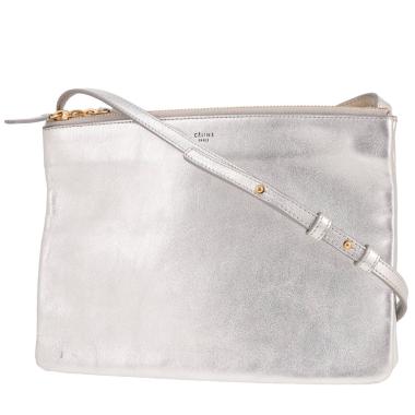 Borsa a tracolla Celine  Trio modello piccolo  in pelle argentata