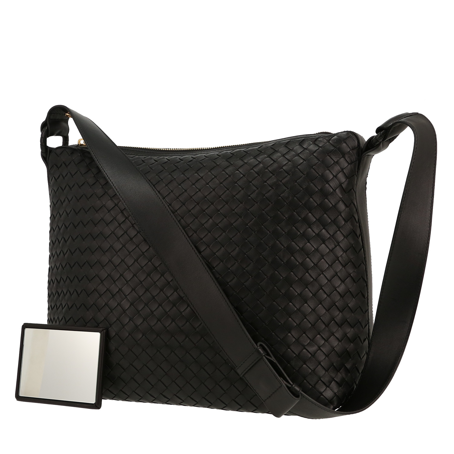 Sac bandoulière Bottega Veneta   en cuir intrecciato noir - Detail D4