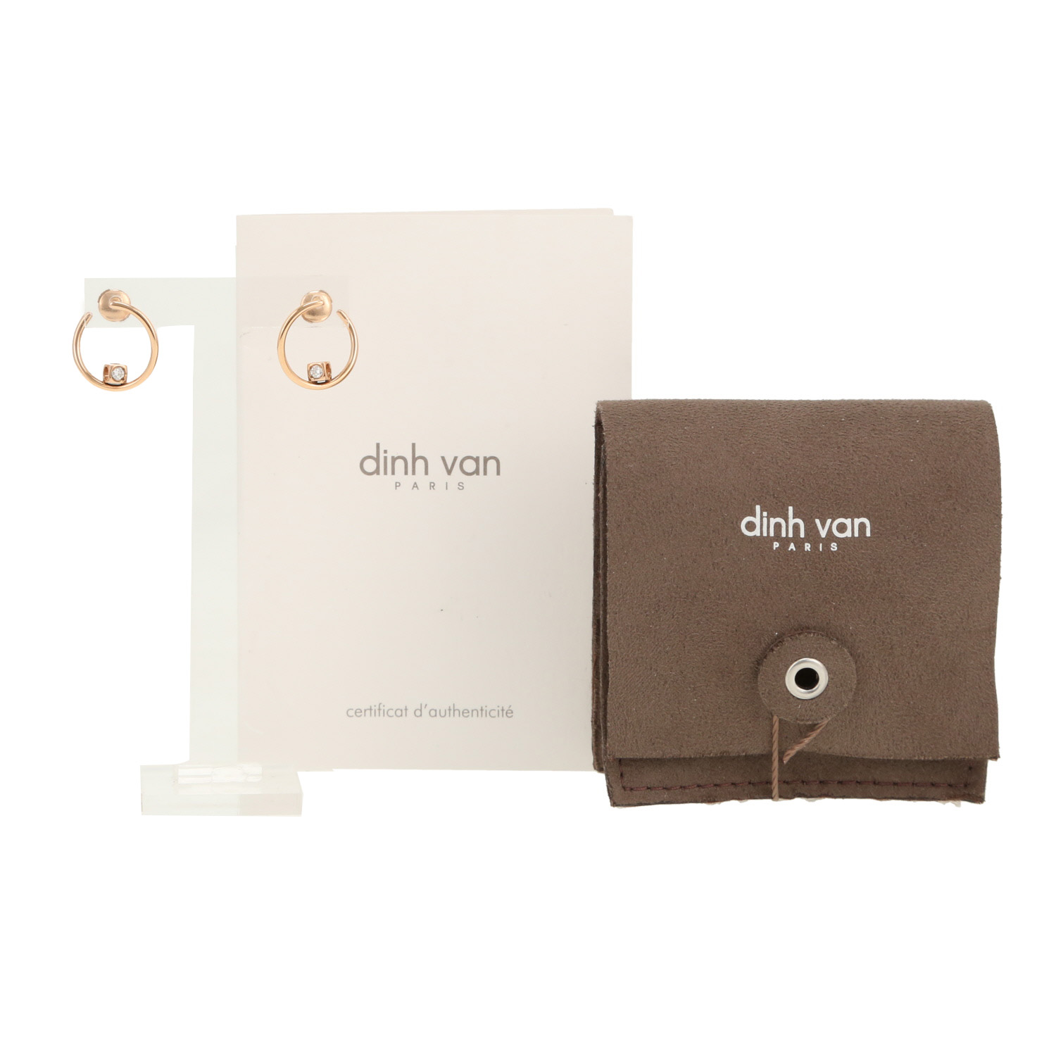 Paire de créoles Dinh Van Le Cube Diamant en or rose et diamants - Detail D2