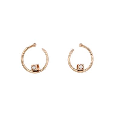 Paire de créoles Dinh Van Le Cube Diamant en or rose et diamants