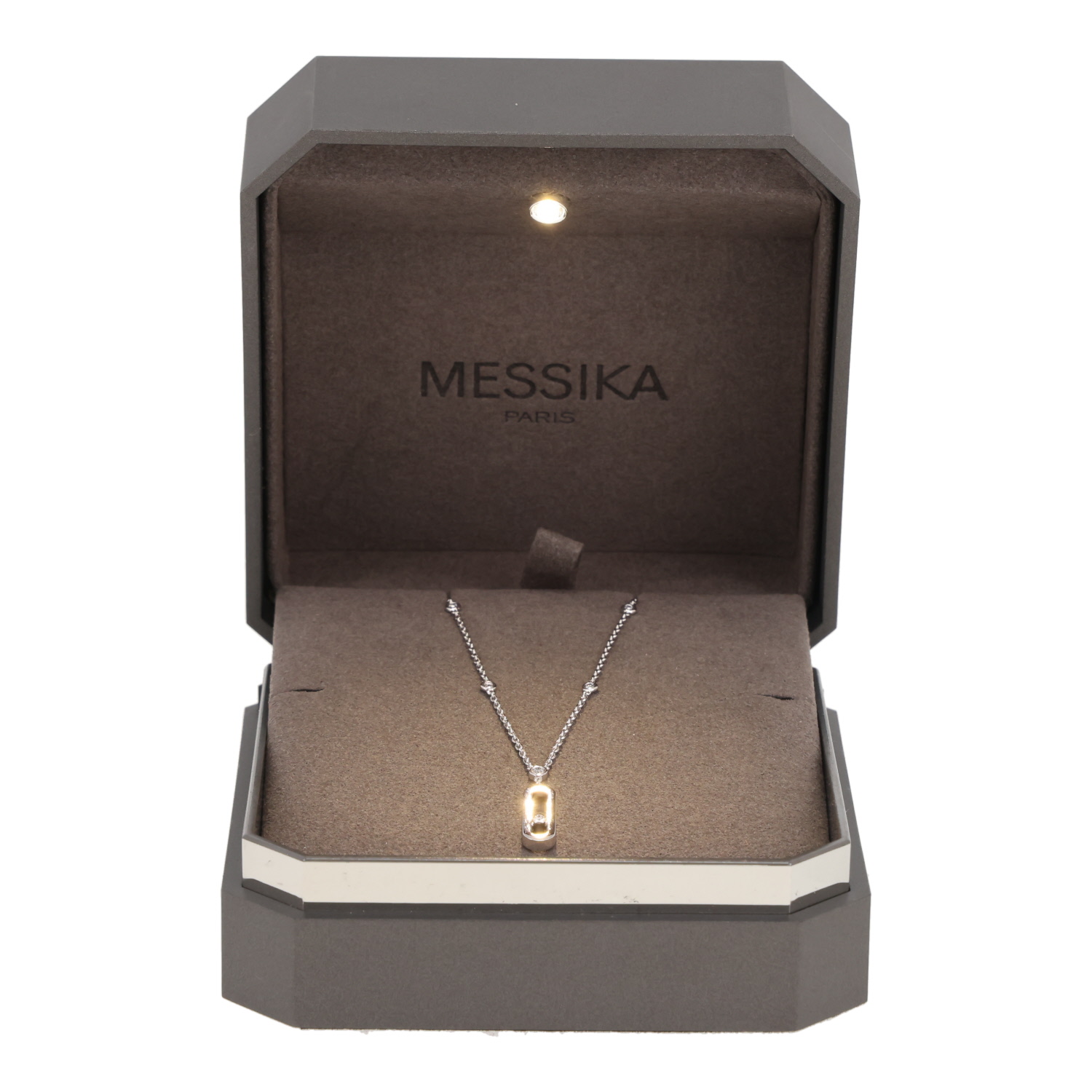 Collana Messika Move Uno in oro bianco e diamanti - Detail D2