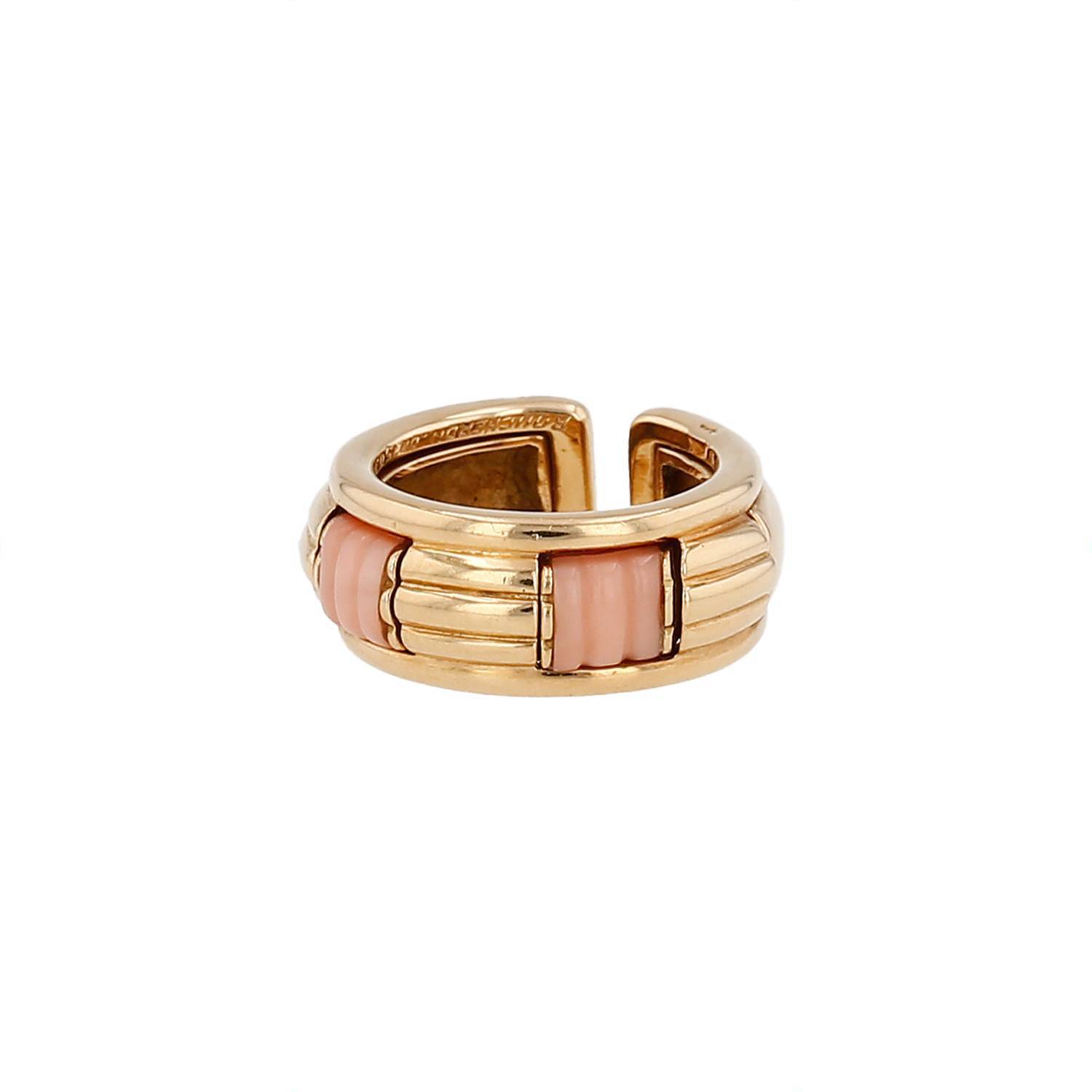 Bague Boucheron Pluriel années 1980 or jaune corail occasion Bague Boucheron Pluriel années 1980 or jaune corail occasion
