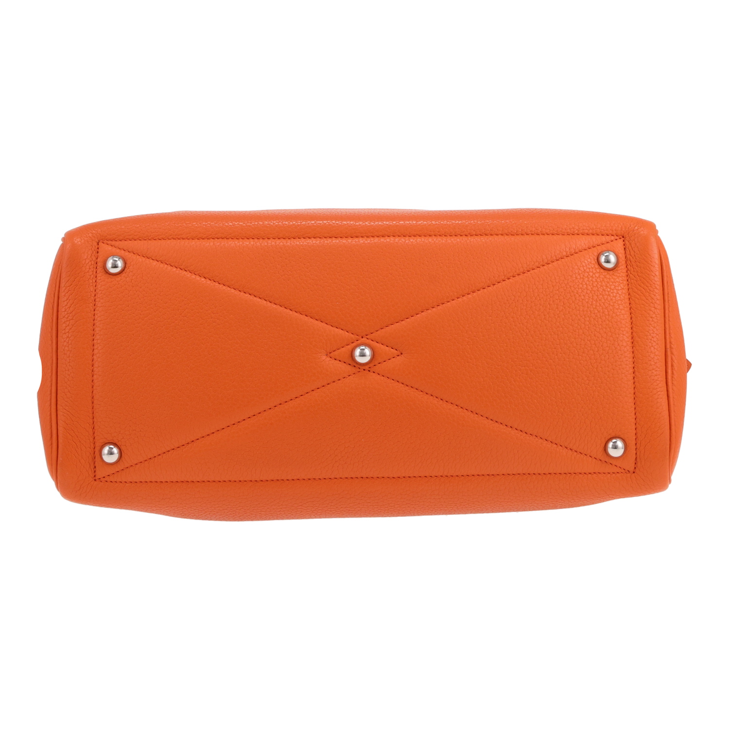 Bolso de mano Hermès  Victoria en cuero togo naranja - Detail D1