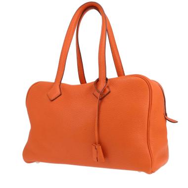 Bolso de mano Hermès  Victoria en cuero togo naranja