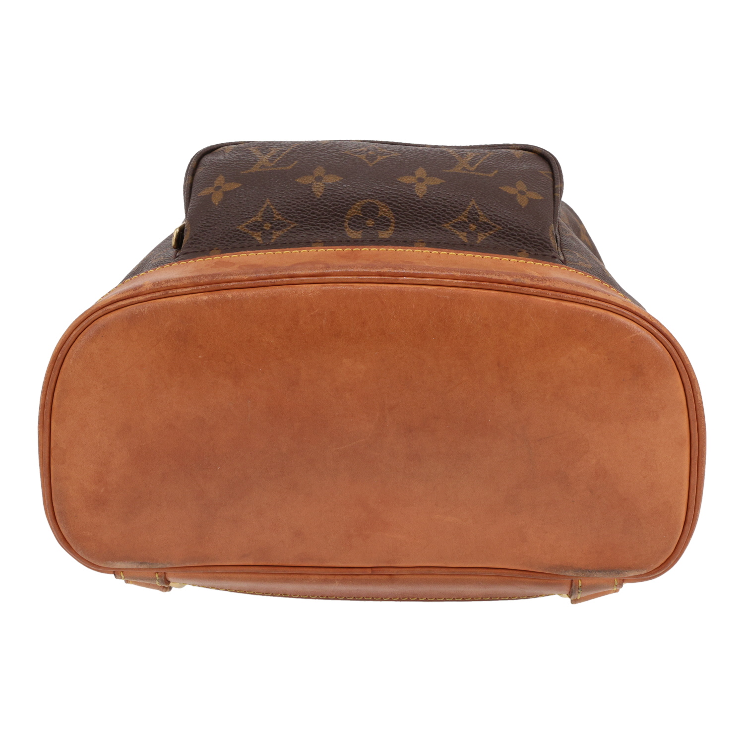 Mochila Louis Vuitton  Montsouris en lona Monogram marrón y cuero natural - Detail D1