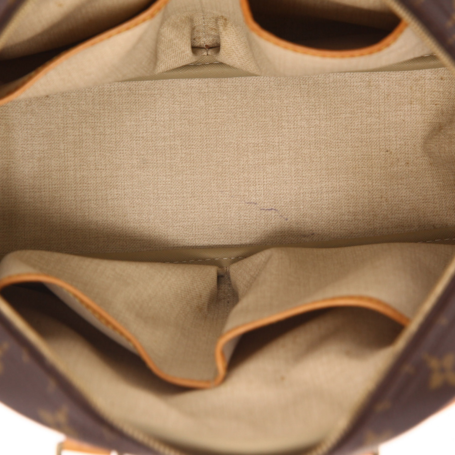 Borsa Louis Vuitton  Trouville in tela Monogram e pelle naturale - Detail D3