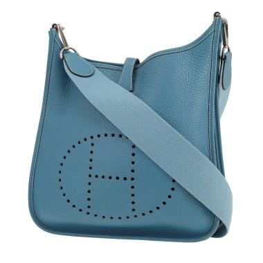 Bolso bandolera Hermès  Evelyne en cuero togo azul
